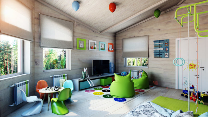 Красочный дизайн игровой комнаты для ребенка
