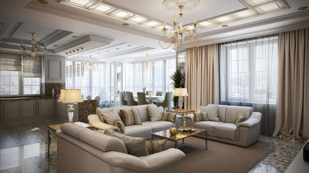 Дорогий дизайн кухні-вітальні | Home Interiors