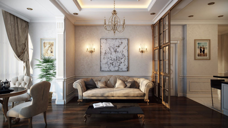 Дизайн интерьера гостиной в классическом стиле