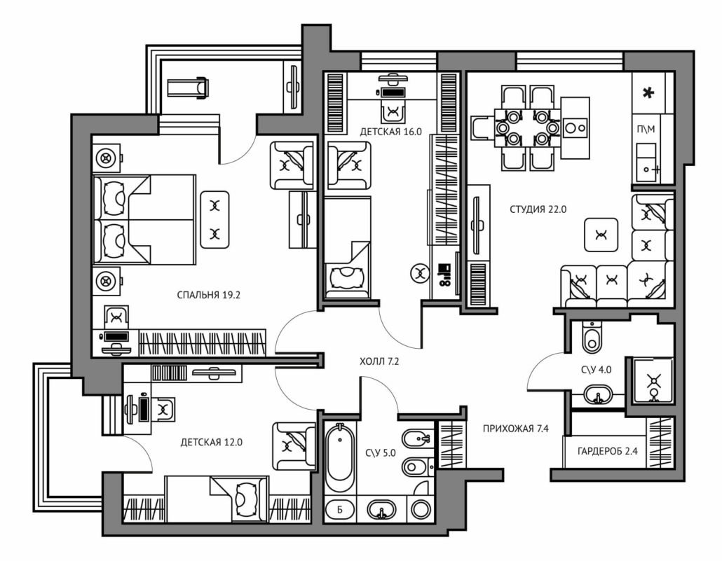 План квартиры для семьи