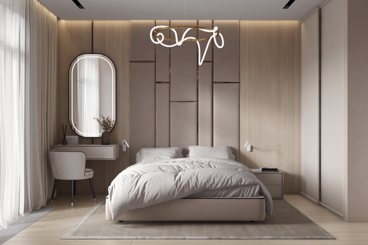 Дизайн интерьера спальни в трехкомнатной квартире
